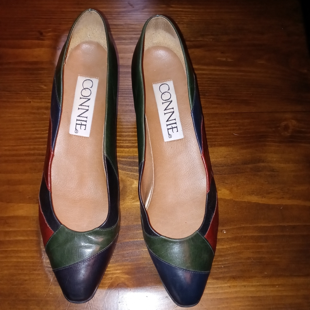 Connie Vintage blue color block slip on shoe